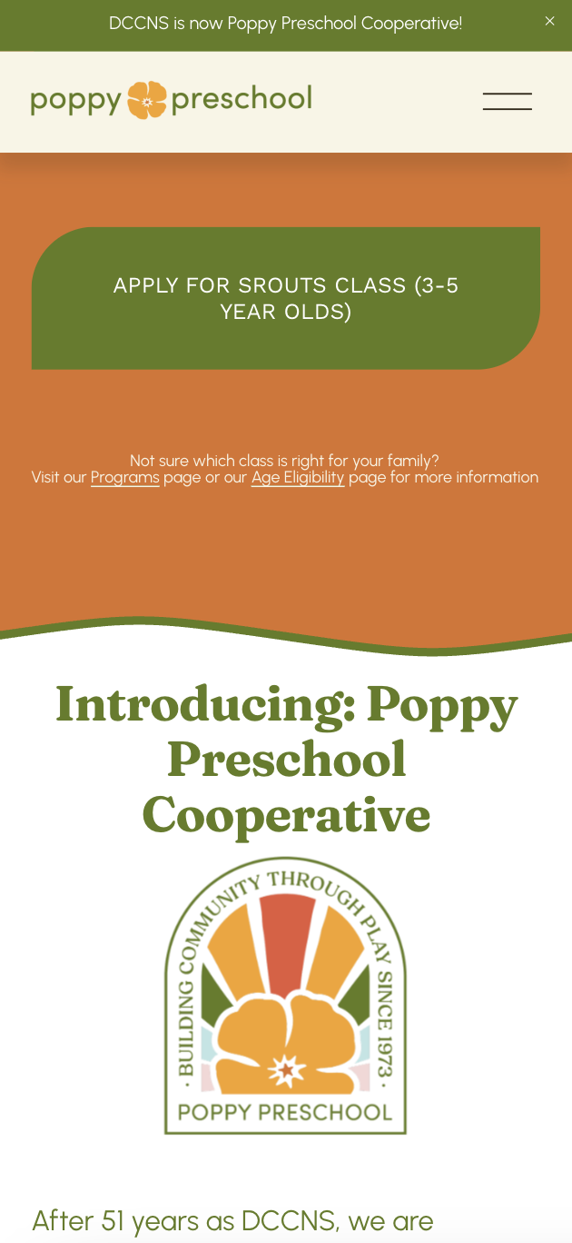 Poppy Preschool Rebrand screenshot